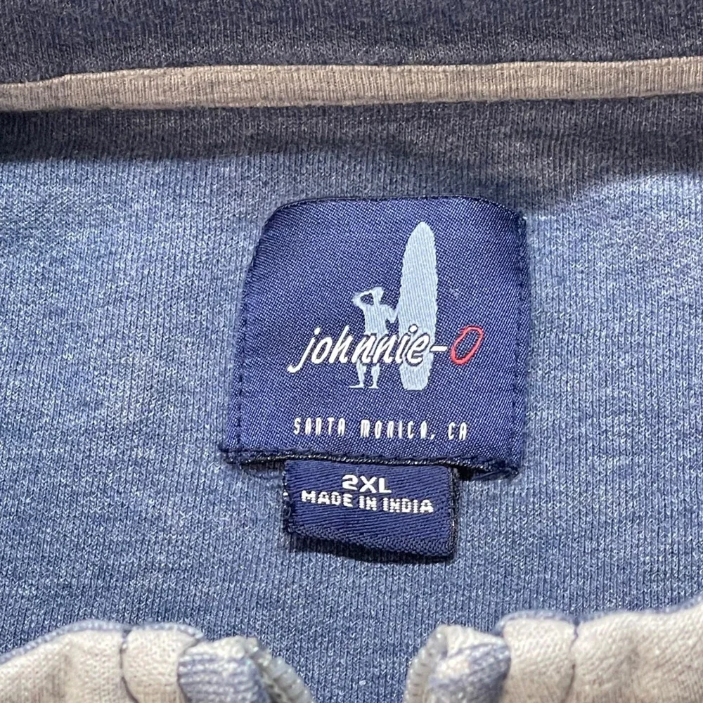 Johnnie-O Mens 2XL Bali Hai Quarter Zip Pullover Gray Heather Lyocell Blend 2418